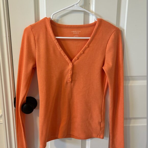 American Eagle Ribbed Quarter Long Sleeve/blouse button down - Picture 1 of 2